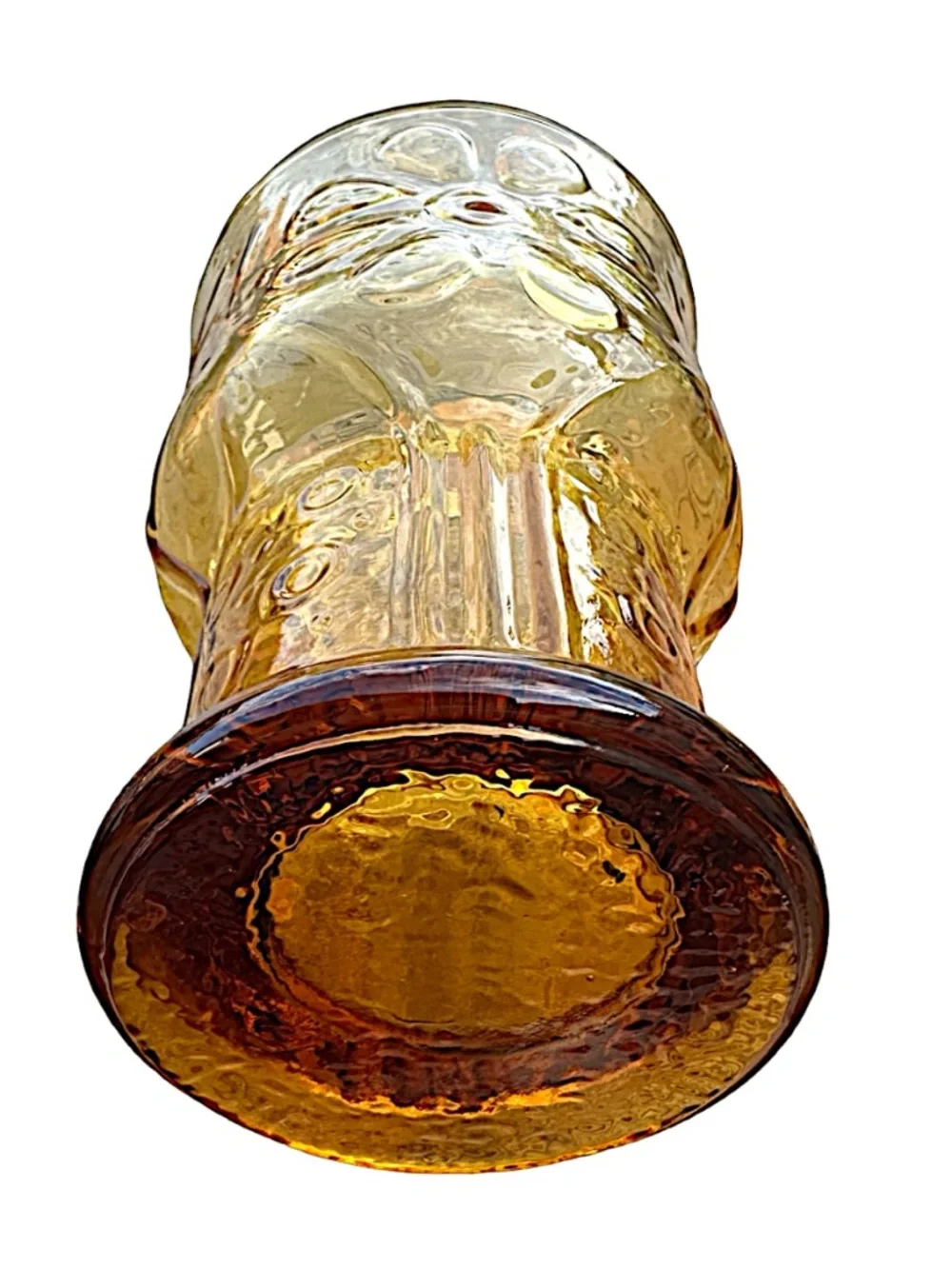 LIBBEY Vintage Amber Glass Tumbler 5” (set of 3) Country Garden Embossed Daisy